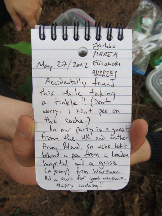 Big Pines Trail: Cache Note